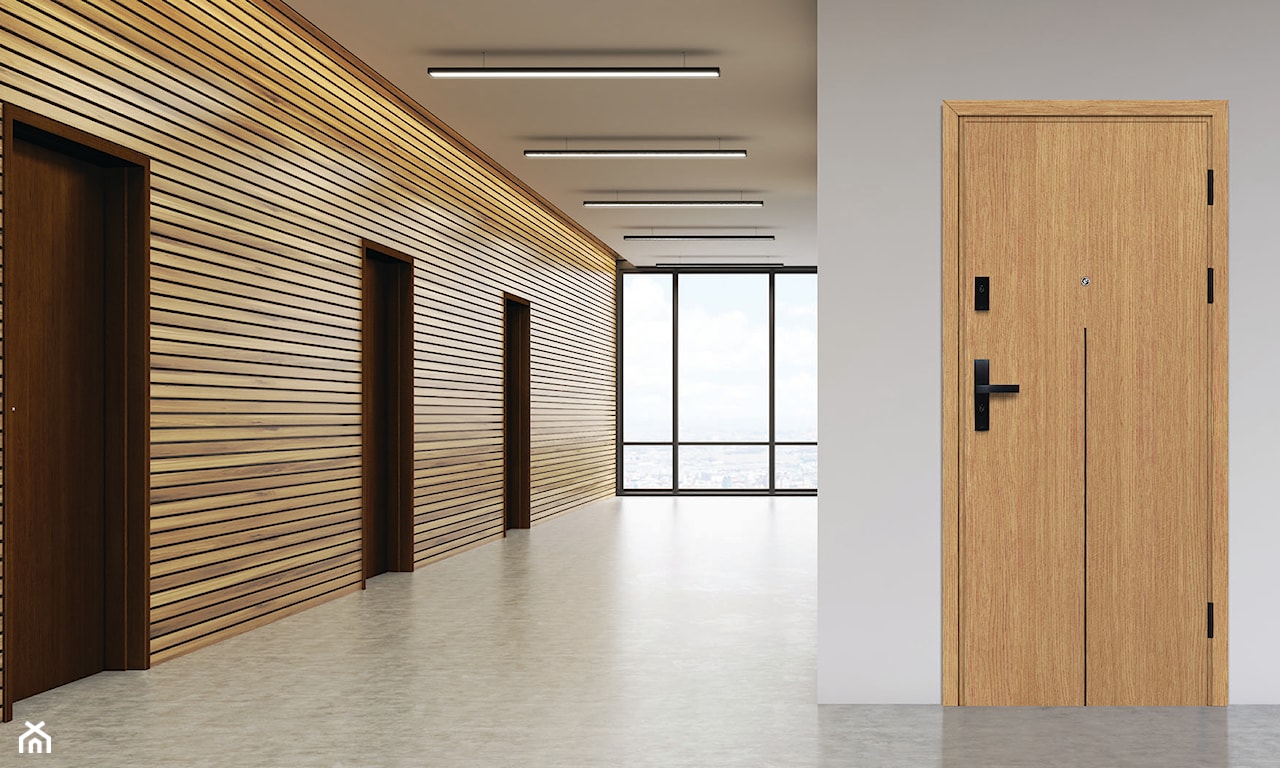 Drzwi Falco marki Pol-skone, drzwi wewnętrzne w kolorze jasnego drewna