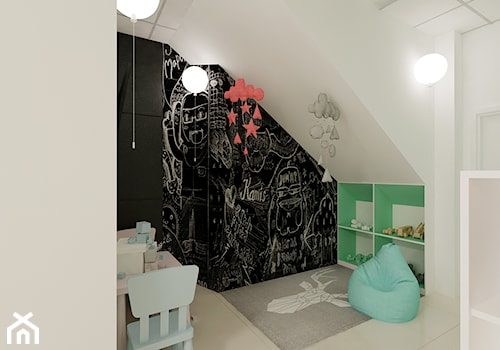 69 m² w Skierniewicach - Średni biały czarny pokój dziecka dla dziecka dla chłopca dla dziewczynki - zdjęcie od Piec Piąty
