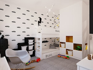 60 m² w Będzinie - Średni biały czarny pokój dziecka dla dziecka dla nastolatka dla chłopca dla dziewczynki dla rodzeństwa - zdjęcie od Piec Piąty