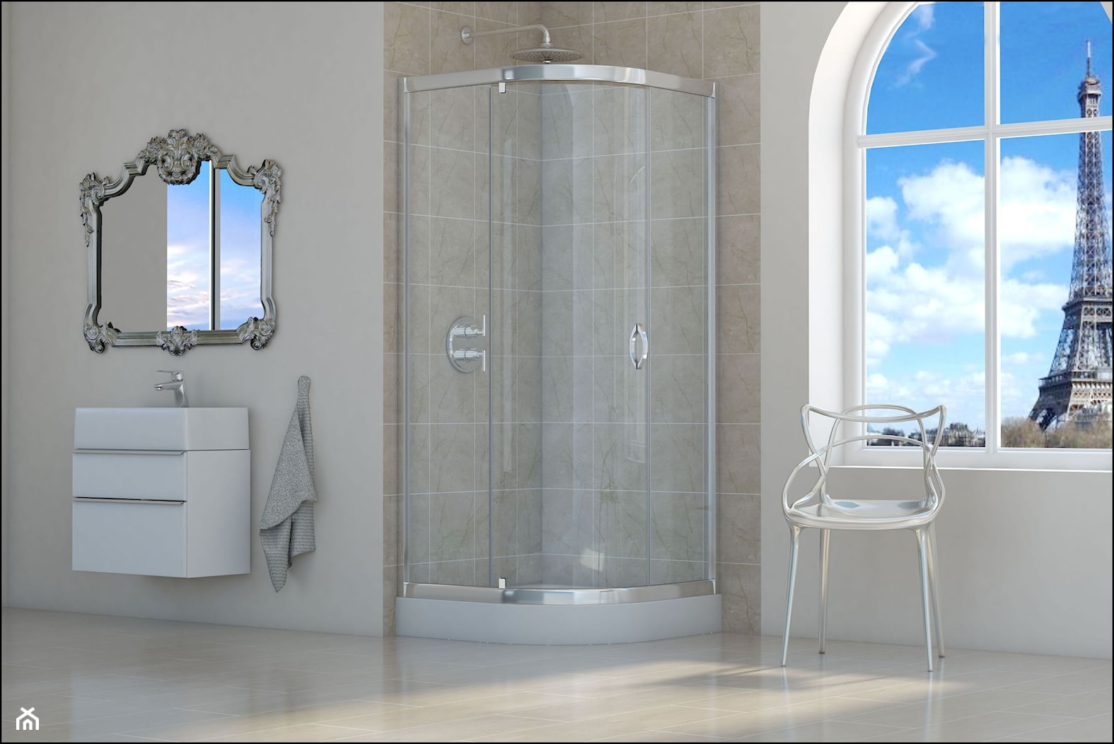 kabina prysznicowa jednoskrzydłowa - zdjęcie od Sea-Horse Łazienka w dobrym stylu - Homebook