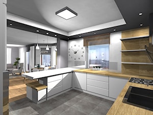 Salon z aneksem kuchennym, dom na wsi - Kuchnia, styl skandynawski - zdjęcie od Damaris Studio
