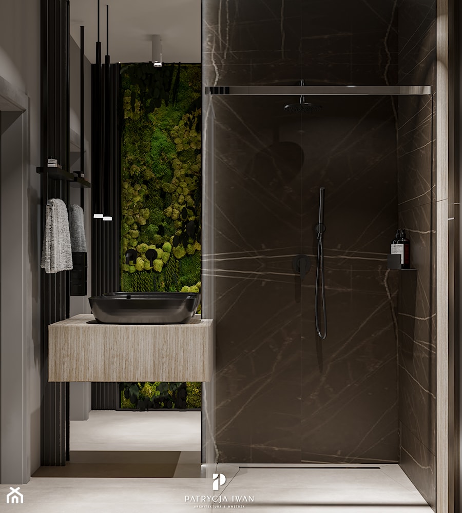 łazienka z czarną armaturą - zdjęcie od Architektura & Wnętrza Patrycja Iwan