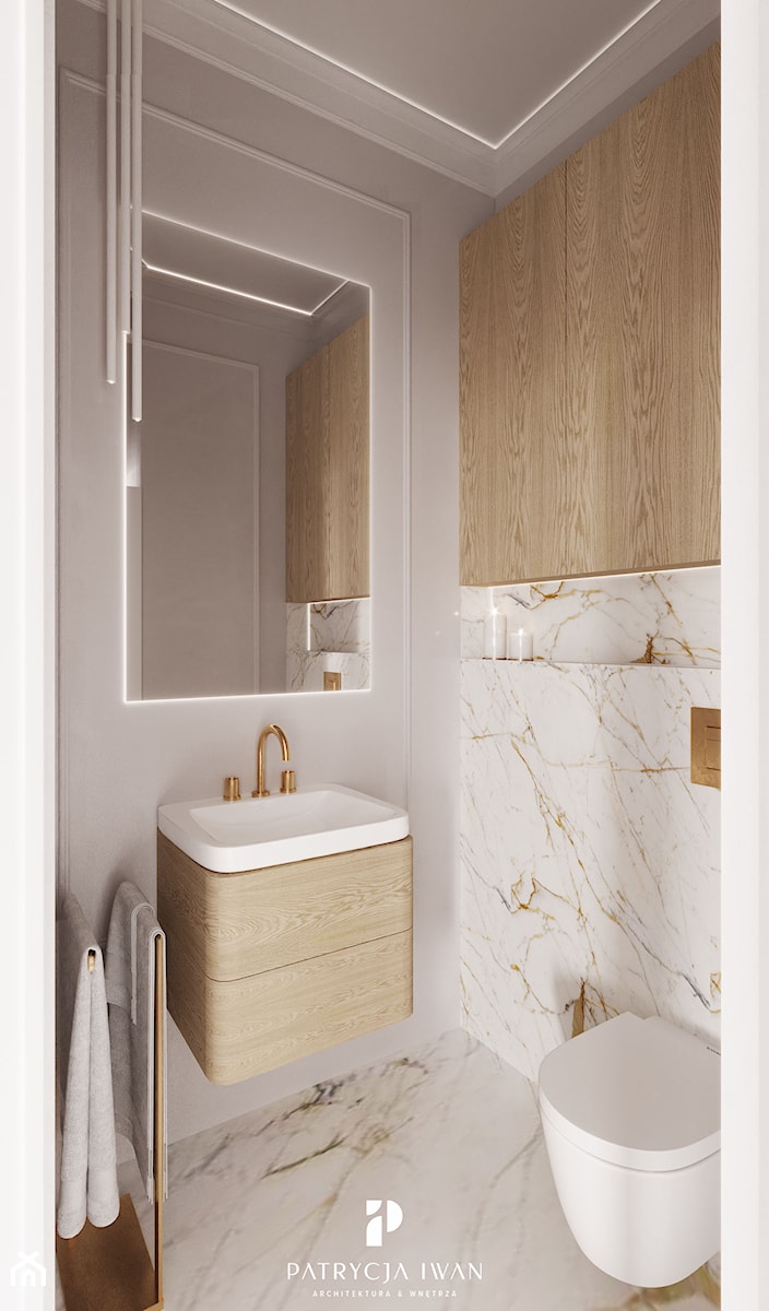 Jasna łazienka z marmurem - zdjęcie od Architektura & Wnętrza Patrycja Iwan