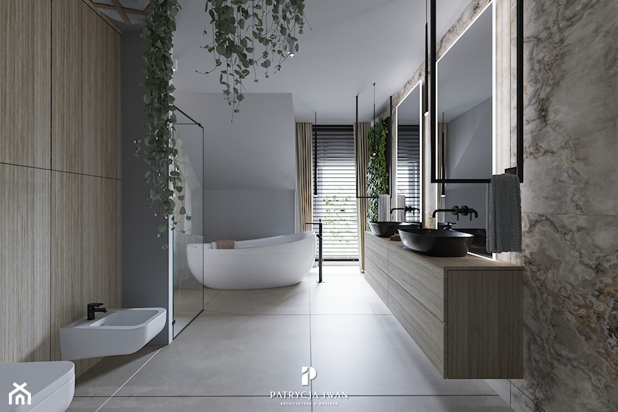 łazienka z podwójnymi umywalkami - zdjęcie od Architektura & Wnętrza Patrycja Iwan