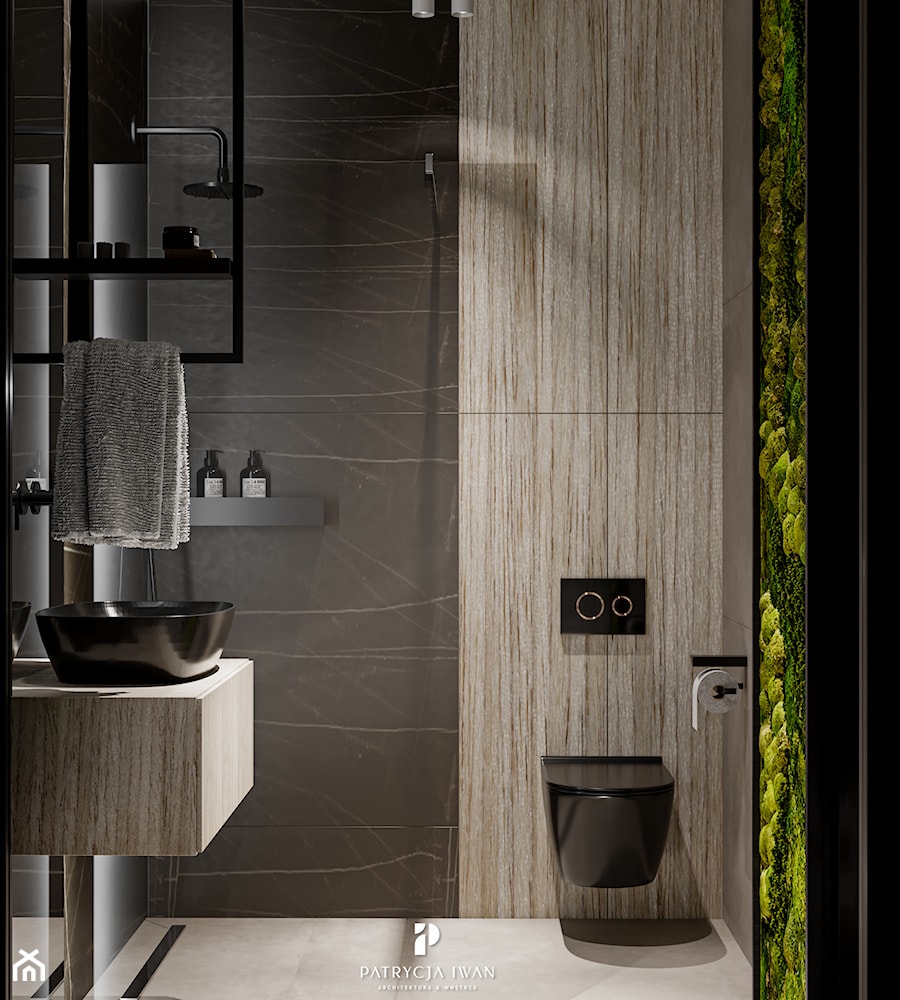 mała łazienka w czerni - zdjęcie od Architektura & Wnętrza Patrycja Iwan