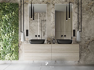 łazienka z zieloną ścianą - zdjęcie od Architektura & Wnętrza Patrycja Iwan