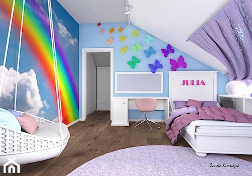 Dom Styl Nowojorski - Średni szary niebieski pokój dziecka dla dziecka dla nastolatka dla dziewczynki - zdjęcie od ŻKstudio Żaneta Kiernozek
