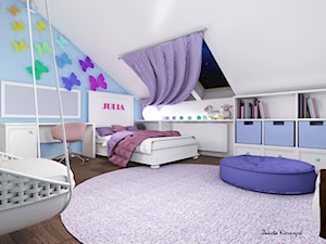 Dom Styl Nowojorski - Duży biały niebieski pokój dziecka dla dziecka dla nastolatka dla dziewczynki - zdjęcie od ŻKstudio Żaneta Kiernozek