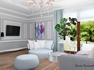 Dom Styl Nowojorski - Średni szary salon z tarasem / balkonem, styl glamour - zdjęcie od ŻKstudio Żaneta Kiernozek