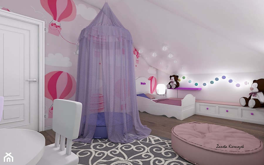 Dom Styl Nowojorski - Duży różowy pokój dziecka dla dziecka dla nastolatka dla dziewczynki - zdjęcie od ŻKstudio Żaneta Kiernozek