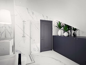 Dom Styl Nowojorski - Mała na poddaszu bez okna z marmurową podłogą łazienka, styl tradycyjny - zdjęcie od ŻKstudio Żaneta Kiernozek