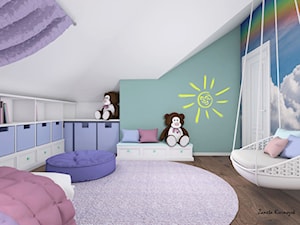 Dom Styl Nowojorski - Duży biały niebieski pokój dziecka dla dziecka dla dziewczynki - zdjęcie od ŻKstudio Żaneta Kiernozek