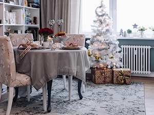 Dywany (nie tylko) na Święta - Mały szary salon z jadalnią, styl nowoczesny - zdjęcie od KOMFORT