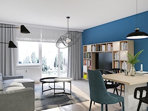 Mieszkanie 2+1 - Średni niebieski salon z jadalnią, styl nowoczesny - zdjęcie od studiokreatura