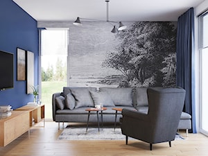 Apartament na wynajem - Mały średni niebieski salon, styl nowoczesny - zdjęcie od studiokreatura