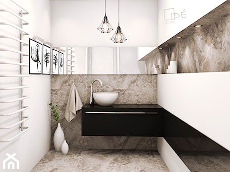 Aranżacje wnętrz - Łazienka: Projekt łazienki dla gości - Łazienka, styl nowoczesny - IDE studio. Przeglądaj, dodawaj i zapisuj najlepsze zdjęcia, pomysły i inspiracje designerskie. W bazie mamy już prawie milion fotografii!