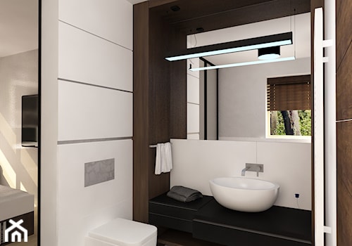 Projekt wnętrz - Dąbrówka - Średnia na poddaszu łazienka z oknem, styl nowoczesny - zdjęcie od emem Studio