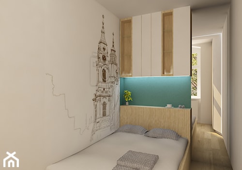 Projekt wnętrz w Kamienicy (Jeżyce) - Mała biała sypialnia, styl nowoczesny - zdjęcie od emem Studio