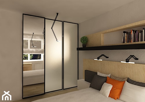 Projekt wnętrz - Dąbrówka - Średnia beżowa sypialnia, styl nowoczesny - zdjęcie od emem Studio