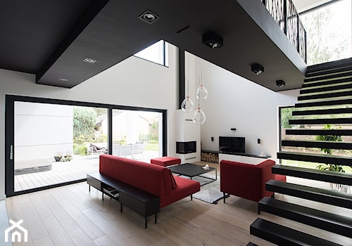 Projekt domu jednorodzinnego - Salon, styl nowoczesny - zdjęcie od Offa Studio