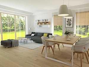 Dom w Olkuszu - Duża biała jadalnia w salonie, styl nowoczesny - zdjęcie od Bright Studio