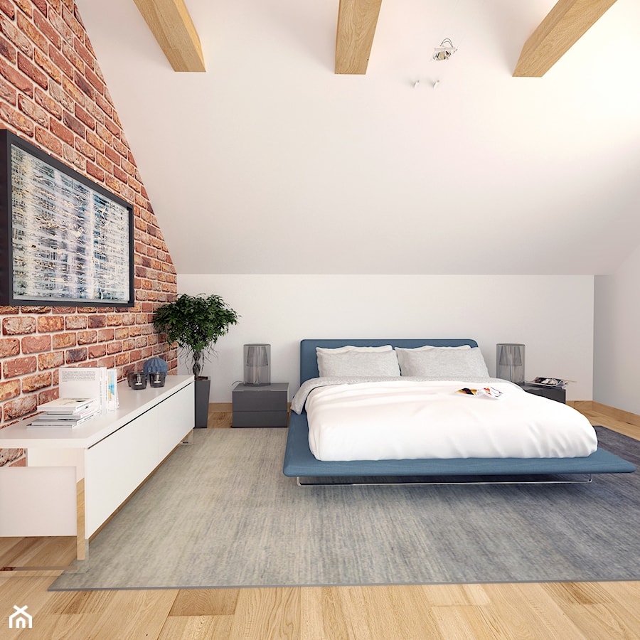 Dom w Olkuszu - Średnia biała sypialnia, styl nowoczesny - zdjęcie od Bright Studio