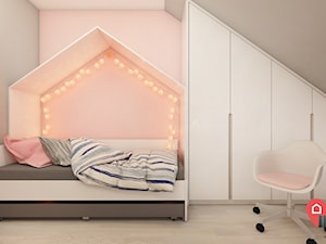 Cz_01 pokój młodszej siostry - Mały różowy szary pokój dziecka dla dziecka dla dziewczynki, styl nowoczesny - zdjęcie od InSign Aranżacje