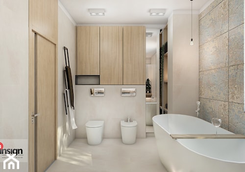 Cz_02 - Średnia z lustrem łazienka z oknem, styl nowoczesny - zdjęcie od InSign Aranżacje