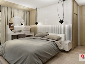 WAR_01 - Duża beżowa biała sypialnia z łazienką, styl nowoczesny - zdjęcie od InSign Aranżacje