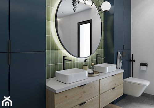 Im_02 - Duża z lustrem z dwoma umywalkami łazienka, styl vintage - zdjęcie od InSign Aranżacje