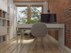 Wy_01 - Średnie w osobnym pomieszczeniu białe szare biuro, styl industrialny - zdjęcie od InSign Aranżacje