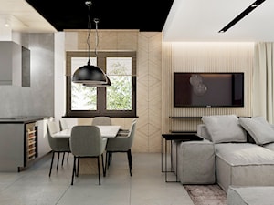 WAR_01 - Średni salon z kuchnią z jadalnią, styl nowoczesny - zdjęcie od InSign Aranżacje