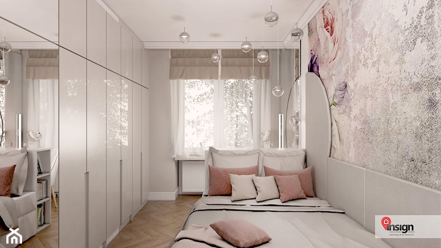 GLI_02 - Mała szara sypialnia, styl glamour - zdjęcie od InSign Aranżacje