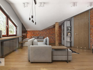 Rzg_01 - Duża szara sypialnia na poddaszu, styl industrialny - zdjęcie od InSign Aranżacje