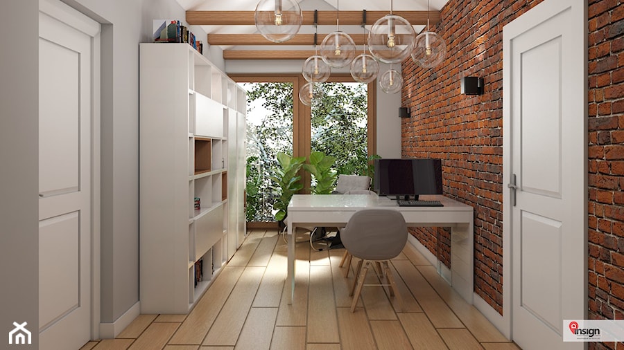 Wy_01 - Średnie w osobnym pomieszczeniu szare biuro, styl industrialny - zdjęcie od InSign Aranżacje