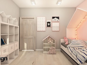 Cz_01 pokój młodszej siostry - Średni różowy szary pokój dziecka dla nastolatka dla dziewczynki, styl nowoczesny - zdjęcie od InSign Aranżacje