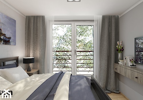 MYS_02 - Mała szara sypialnia z balkonem / tarasem, styl tradycyjny - zdjęcie od InSign Aranżacje