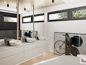 WAR_01 - Średnia na poddaszu z lustrem łazienka z oknem, styl nowoczesny - zdjęcie od InSign Aranżacje