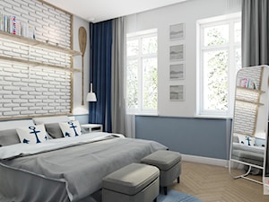 GLI_01 - Średnia biała szara sypialnia, styl nowoczesny - zdjęcie od InSign Aranżacje