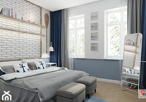 GLI_01 - Średnia biała szara sypialnia, styl nowoczesny - zdjęcie od InSign Aranżacje