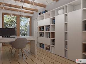 Wy_01 - Średnie w osobnym pomieszczeniu białe szare biuro, styl industrialny - zdjęcie od InSign Aranżacje