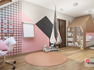Sos_01 - Duży beżowy różowy szary pokój dziecka dla dziecka dla dziewczynki, styl nowoczesny - zdjęcie od InSign Aranżacje