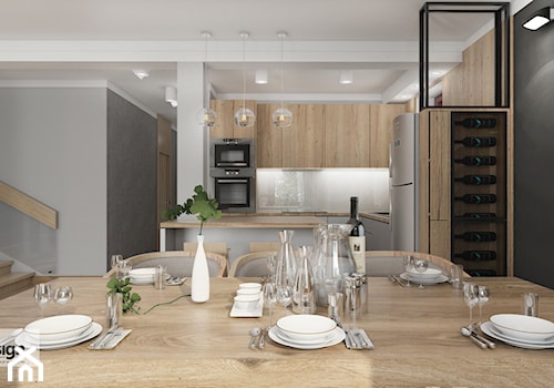 Cz_02 - Średnia biała czarna szara jadalnia w kuchni, styl nowoczesny - zdjęcie od InSign Aranżacje