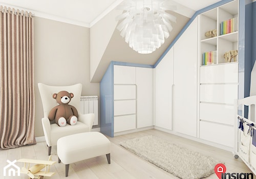Ch_01 Pokój Antosia - Średni szary niebieski pokój dziecka dla niemowlaka dla dziecka dla chłopca dla dziewczynki, styl nowoczesny - zdjęcie od InSign Aranżacje