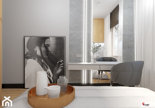KAT_06 - Średnia biała szara sypialnia, styl nowoczesny - zdjęcie od InSign Aranżacje