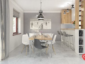 Cz_01 - Średnia szara jadalnia w kuchni, styl skandynawski - zdjęcie od InSign Aranżacje