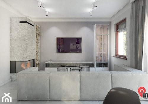 Cz_01 - Duży beżowy biały salon, styl skandynawski - zdjęcie od InSign Aranżacje