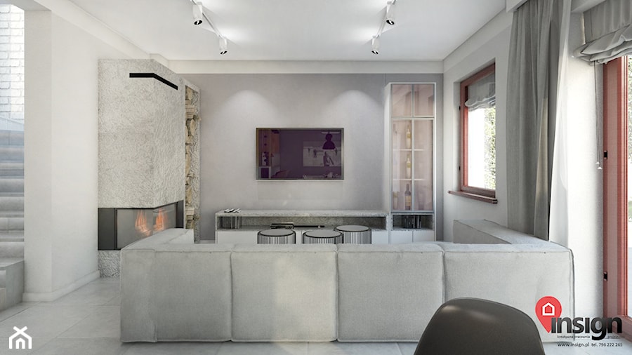 Cz_01 - Duży beżowy biały salon, styl skandynawski - zdjęcie od InSign Aranżacje