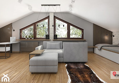 Rzg_01 - Duże w osobnym pomieszczeniu z sofą białe biuro, styl industrialny - zdjęcie od InSign Aranżacje