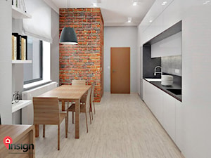 Bt_01 - Duża otwarta z salonem z zabudowaną lodówką kuchnia jednorzędowa z oknem - zdjęcie od InSign Aranżacje